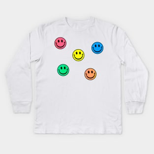 90s Smiley Faces Kids Long Sleeve T-Shirt